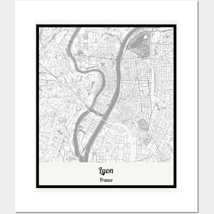 Map of Lyon - France Posters and Art